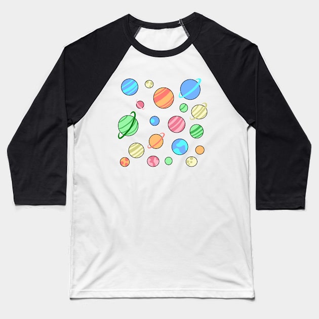 Colorful planets Baseball T-Shirt by Nezumi1998